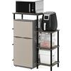 Furinno Turn-N-Tube Scaffale da Cucina Senza Attrezzi Alto, Legno ingegnerizzato, Rovere Francese Grigio/Nero, 39.6 (D) x 97.3 (W) x 117.9 (H) cm