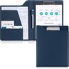 ProCase Cartella Portadocumenti A4 in Pelle, Portablocco A4 con Pinza, Custodia Organizzatore per Documenti Ufficio Conferenza -Blu scuro