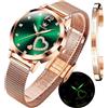OLEVS Donna Orologio Regali Set con Bracciale Oro Rosa per Donna Minimalista Semplice Slim Sottile Casual Analog Quartz Orologi Da Polso Impermeabile Due Tono