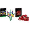 LEGO Icons Bouquet di Rose, Set di Fiori Finti da Costruire, Hobby Creativi per Adulti & 10313 Icons Bouquet Fiori Selvatici Finti con Papaveri e Lavanda Artificiali