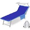 Tex family Telo Mare Lettino Teddy in Microfibra con Tasche Misura CM. 80 X 190 (Bluette)