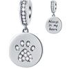 CRISNATA Cane/gatto Stampa di zampe Charm Pendente in argento sterling 925, si adatta Pandora San Valentino Bracciale, ti amo cucciolo CZ Impronta Pendente, regalo di compleanno per moglie/coppia
