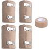 SLEEKEE 4 rotoli di bende elastiche, con 1 rotolo di bende autoadesive a pressione con clip in metallo, cinghie di ritenzione per allenamento sportivo, per ginocchia, caviglie, polsi (colore della pelle)