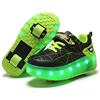 Roller&Skates Scarpe da LED Luce USB Ricaricabile Doppia Ruota Skateboard Sportive con Rotelle Automatiche Ruota Diritta Formatori Outdoor Multisport Ginnastica Running Sneaker Unisex Bambini e Ragazze