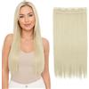 CAISHA 60cm Clip In Un Unico Pezzo Nell'estensione Dei Capelli Pezzo Di Capelli Sintetici Mezza Parrucca Liscio Biondo Chiaro C55