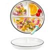 Sqxaldm Vassoio per alimenti rotondo a scomparti Piatto da portata Piatto Dieta Piatto Diviso Tre per Dieta Piatto a Scomparti Piatti Divisi In Ceramica, Piatti Portata per Pasti Divisi, Feste, Snack