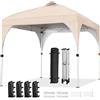 Yaheetech Gazebo da Giardino 3 x 3 M Impermeabile Pieghevole Tendone in Ferro e Tela Oxford con Paletti/Corde per Spiaggia/Uso Commerciale/Patio/Campagna/Veranda Beige