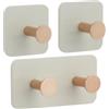 Segus Bambù Gancio Adesivo, 3 Pezzi Ganci Adesivi Bagno, Appendiabiti da Parete, per Asciugamani, Vestiti, Cappelli, Sciarpe (Grigio)