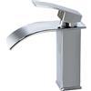 Coleniny Rubinetto Bagno Lavabo Cascata, Miscelatore Lavabo Bagno in Ottone, Rubinetto Monocomando per Lavandino, Rubinetto Bagno Cascata Stile Moderno, Valvola di Ceramica, Cromato