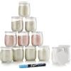 Monboco | Set di 12 vasetti in vetro per yogurt con coperchi ermetici | Per yogurtiera e robot da cucina (Bimby, Magimix, ecc.)- Realizzato in Francia | 142 ML / 125G | Pennarello in dotazione