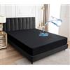 Sufdari Coprimaterasso impermeabile matrimoniale 180x200cm Copriletto per letto, coprimaterasso con tasche profonde 30 cm con elastico in gomma- Nero