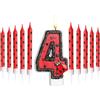 Herdear Candele di Compleanno con Tema Coccinella, Numero 4 | A Tema Coccinella da 2,8 Pollici, 1 Candela Numero, 10 Candeline Lunghe Sottili
