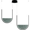 Ondaluce Lampada a sospensione LOTUS 2 Luci LED con inserto in vetro granigliato 90 cm FUMÉ