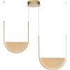 Ondaluce Lampada a sospensione LOTUS 2 Luci LED con inserto in vetro granigliato 90 cm ORO