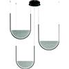 Ondaluce Lampada a sospensione 90 cm 3 Luci LED LOTUS con inserto in vetro granigliato FUMÉ