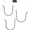 Ondaluce Lampada a sospensione ARQUA 3 Luci in metallo verniciato 106 cm NERO