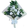 DRW Bouquet di fiori per cimitero bouquet di fiori artificiali con vaso per mettere in vaso 78x63x20 cm (magnolie bianche)