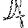 ADRAMATA Acciaio Inossidabile Collana con Ciondolo a Croce per Uomo Collana a Catena con Cordolo da 3,5 MM Tono Nero 56/61 CM