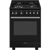 Smeg CX61GMBL Cucina Gas 4 Fornelli 1 Elettrico da 60 cm Nero