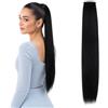 CAISHA 60cm Posticcio Per Capelli Hailey Con 2 Nastri Coda Di Cavallo Voluminoso Capelli Finti Liscio Nero HC9
