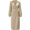 Cocila Abiti Donna al Ginocchio Abito Stile Impero Midi Vestiti Donna Oversize da Cerimonia Vestito da Cerimonia Donna Rosa Abito Elegante Donna Cerimonia Curvy Vestiti Neri Aderenti (Beige, S)