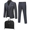 Cloudstyle Completo da Uomo Abito da Uomo 4 Pezzi Sacca Antipolvere Giacca da Lavoro Pantaloni Gilet Borsa per Abito Grigio Scuro 3XL