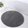 Homaxy Tappetino da bagno antiscivolo, lavabile, morbido, soffice, tappetino per il bagno, shaggy, a pelo lungo, in microfibra, per il bagno - rotondo 90 cm Ø, grigio