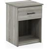 Furinno Tidur Comodino con Maniglia con Un Cassetto, Legno ingegnerizzato, Rovere Francese Grigio, Confezione da 1