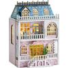 CUTEROOM Casa in miniatura, Kit di costruzione in legno fai-da-te, Set di costruzione mini casa con mobili e luci a LED, Regalo di compleanno (Castello romantico)