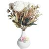 Msuitable Fiori Artificiali in Vaso Garofano Bianco Simulazione Bouquet Fiori Artificiali Ortensia per Casa Giardino Muro Matrimonio Party Decor(1 vaso, 4 mazzi di fiori artificiali)