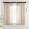 Woaboy Tende Corte per Interni Finestre Voile Trasparenti con Fettuccia Tende a Panello Morbidi Moderne per Camera da Letto Soggiorno Bambini 2 Pezzi 140x145cm Beige