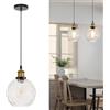 HJXDtech Vintage Industriale Lampada a Sospensione con 20cm Sfera in Vetro, Lampadario Sospeso a Soffitto E27 in Bronzo Antico per Comodino, Cucina,Sala da pranzo e Soggiorno (Chiaro)