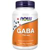 Now Foods, GABA (Acido Gamma-Aminobutirrico), 750 mg, Altamente Dosato, 100 Capsule vegane, Testato in Laboratorio, Senza Soia, Senza Glutine, Non OGM