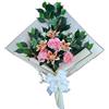 DRW Bouquet di fiori per cimitero bouquet di fiori artificiali per mettere in vaso vaso vaso o sopra sepoltura 73x63x20 cm (rose e gigli rose)