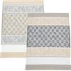 Filet - Set di 2 Canovacci per Cucina in Jacquard con Inserto in Tela Aida 55 Fori da Ricamare, Ideali per Asciugare le Stoviglie, Made in Italy, Disegno Arabesco, Colore Nero e Corda