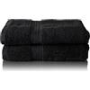 Glart - Set di asciugamani premium in spugna, disponibili in 6 colori e 5 dimensioni, composto da 2 teli doccia da 70x140 cm, nero