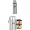 Thermos, Bottiglia Isolante Stainless King, in Acciaio Inox Satinato, capacità 0,47 l, Grigio, 4003.205.047 + THERMOS Contenitore per alimenti, in acciaio inox, 1,2 l