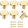 Realure 10 Pezzi Pomelli per Mobili Nero Manopole per Mobili con Viti Pomelli per Cassetti Pomelli a Foro Singolo Maniglia Tonda Pomolo per Porte Armadi Credenze Piccola (20 * 25mm) (Oro)
