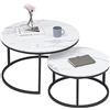 Symylife Set di 2 Tavolini sovrapponibili, tavolino da caffè, modello grande: 60x60x45 cm; modello piccolo: 40x40x35 cm, Bianco+Nero