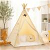 LIONHERZ La Tenda Teepee Originale per Bambini Realizzata in 100% Cotone con Materassino, Stabilizzatore, Decorazione di Piume, Borsa, Stendardo e 2 Cuscini [Stabile] Tenda da Gioco per Camera dei