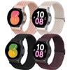 SOLOLUP 4 Pezzi Cinturino Nylon Intrecciato per Samsung Galaxy Watch 6/5/4 40mm 44mm/6 Classic 43mm 47mm/5 Pro 45mm/4 Classic 42 46mm,20mm Cinturino Sportivo Elastico Regolabili,Rosa/Bianco/Nero/Ciliegia