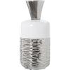 DRW Vaso da tavolo a forma di bottiglia in ceramica bianca e argento 39 cm