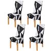 OKYUK Dining Chair Covers Set di 4, Stretch Dining Chair Protective Print, Elastic Removable Washable Seat Covers for Dining Room Banquet Party Home Décor Black Grey White Pattern