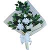 DRW Bouquet di fiori per cimitero bouquet di fiori artificiali per mettere in vaso vaso vaso o sopra sepoltura 73x63x20 cm (bianchi dalie)