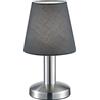 Trio Leuchten Trio Lampada da tavolo Mats II 599700142, metallo nichel opaco, paralume in tessuto grigio, escl. 1x E14, On/Off Touch