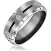 Bling Jewelry Intarsio Nero Aaa Cz Cubic Zirconia Accent Silver Tone Mens Titanium Wedding Band Ring Per Gli Uomini 8Mm