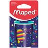 Maped - Temperamatite Pixel Party - Taglio facile e preciso - Lattina in metallo ultra resistente - Serbatoio di grandi dimensioni - Dimensione matita a 2 fori