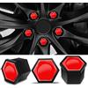 SkinoEu 20 Pezzi Tappi a Vite Ruota Set Universale 17mm Copridadi Ruota per Auto, Antifurto Tappo Ruota, Tappi Dadi Ruota Cerchione con Estrattore Rosso NB 2