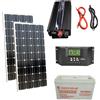 JATRRET Kit Fotovoltaico 2 KW Pwm Inverter 2000W Pannello Solare 200W Batteria 120 Amp