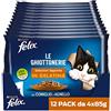 FELIX Le Ghiottonerie - Cibo Umido Gatto Adulto, Bocconcini in Gelatina con Coniglio e Agnello. 48 Buste da 85 g